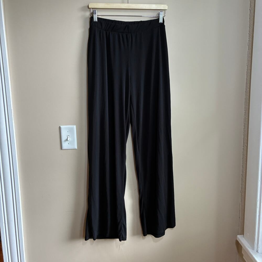 Brigitte Brianna black palazzo wide leg pants made in USA women's L high waisted